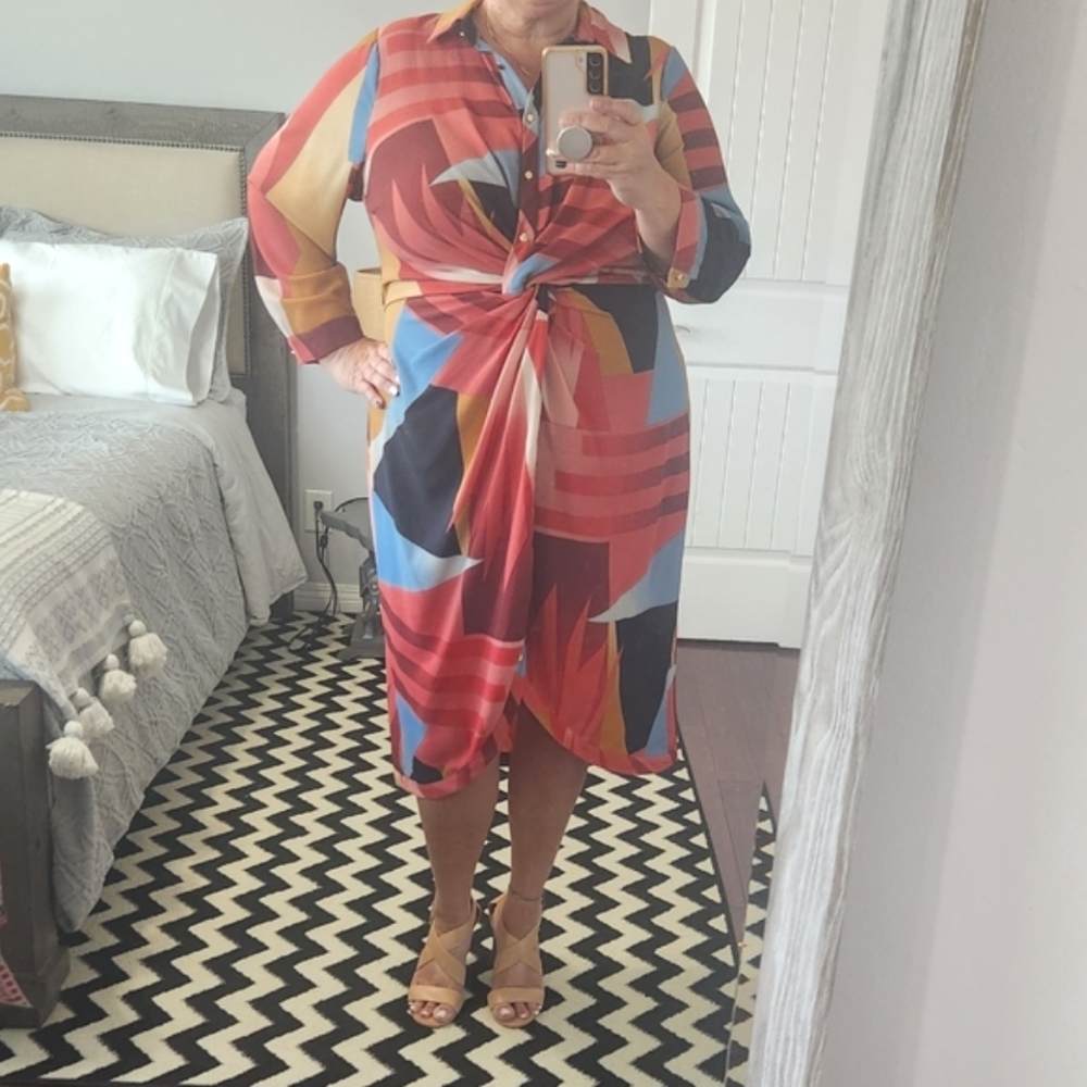 🏷️ City Chic Twist of Fate Geometric Midi Dress 18/20 - Picture 3 of 8